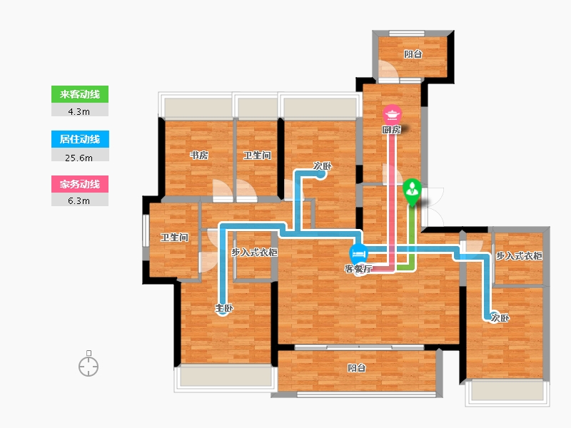 四川省-成都市-诚园建面166m2-122.59-户型库-动静线