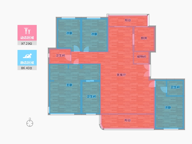 四川省-成都市-首开云著建面195m2-168.15-户型库-动静分区