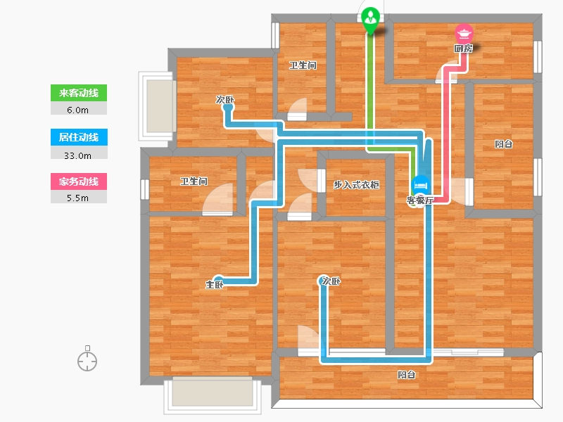 四川省-成都市-万科•公园传奇二期北地块4号楼5号楼7号楼8号楼建面132m2-101.95-户型库-动静线