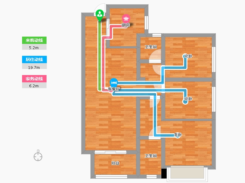 四川省-成都市-万科公园都会地块二2号楼3号楼4号楼5号楼6号楼地块三2号楼3号楼4号楼5号楼建面105m2-74.85-户型库-动静线