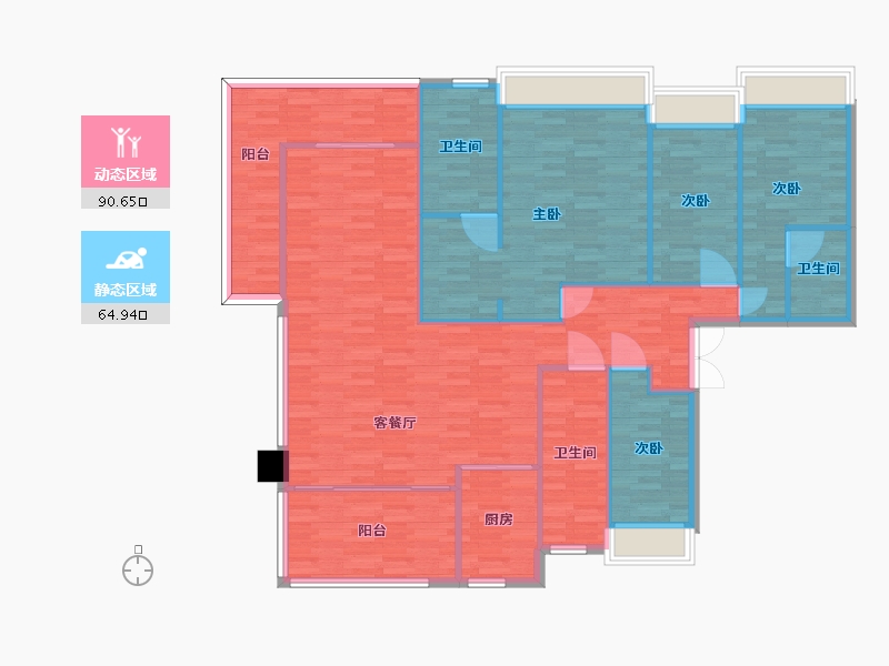 四川省-成都市-远大中央公园建面179m2-143.20-户型库-动静分区