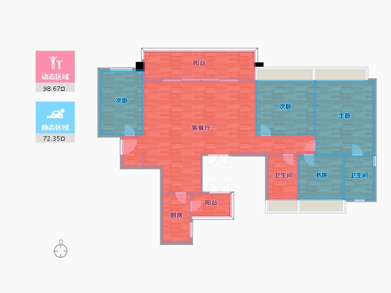 四川省-成都市-远大中央公园建面168m2-158.42-户型库-动静分区