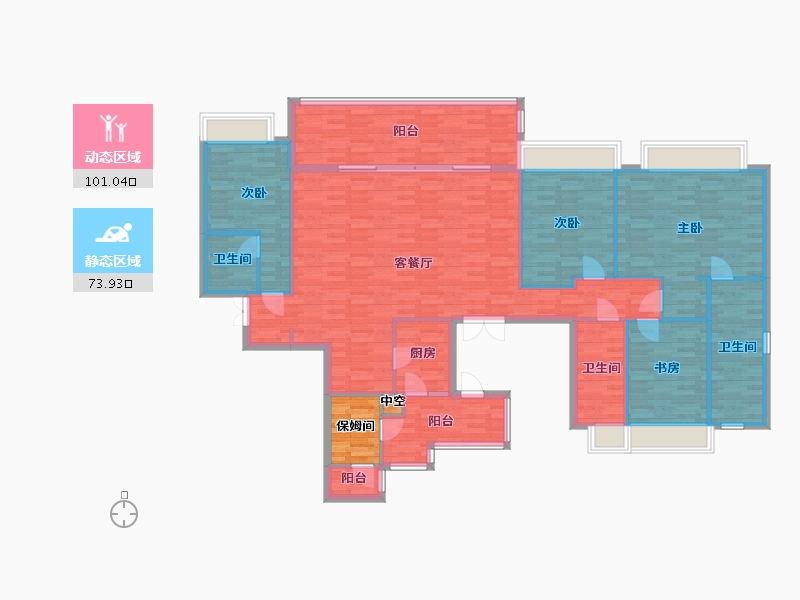 四川省-成都市-远大中央公园建面207m2-165.64-户型库-动静分区