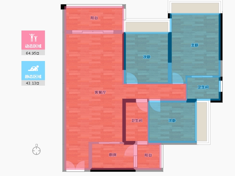 四川省-成都市-远大中央公园建面122m2-96.93-户型库-动静分区