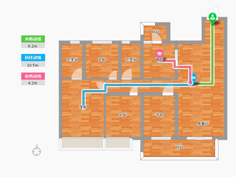 四川省-成都市-中海麓湖公馆21号楼,22号楼建面142m2-105.21-户型库-动静线