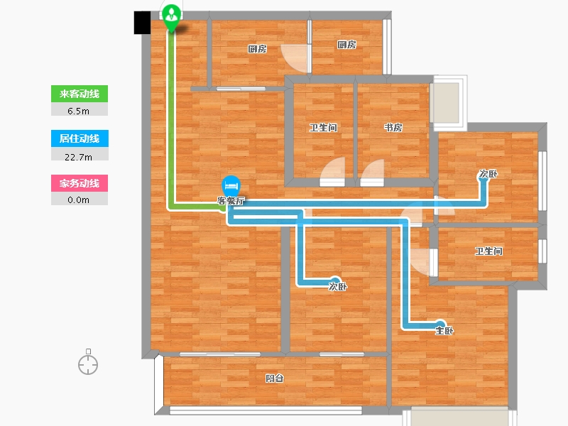 四川省-成都市-中海天府里7号楼建面130m2-101.05-户型库-动静线