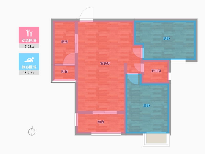 四川省-成都市-川网国际花园建面84m2-63.51-户型库-动静分区