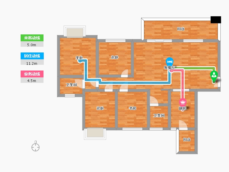 四川省-成都市-川网国际花园建面129m2-103.20-户型库-动静线