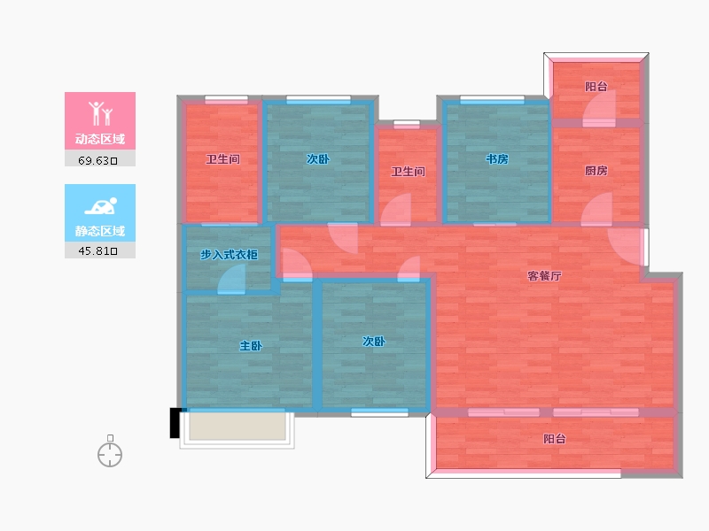 四川省-成都市-光明蓉府7,8号楼建面135m2-103.05-户型库-动静分区