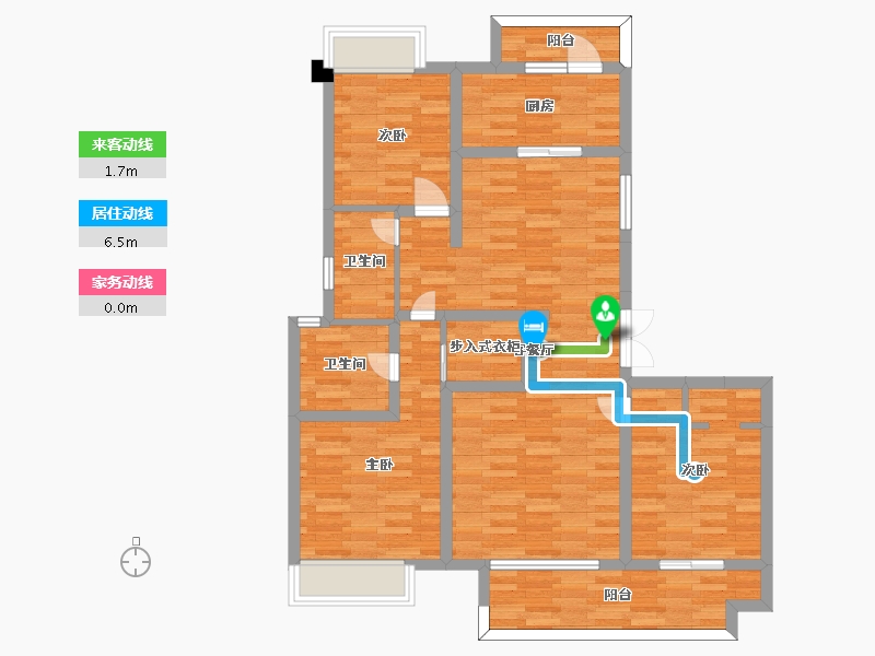 四川省-成都市-光明蓉府11号楼建面128m2-97.31-户型库-动静线