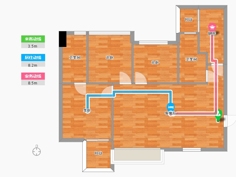 四川省-成都市-空港陆号建面98m2-81.66-户型库-动静线