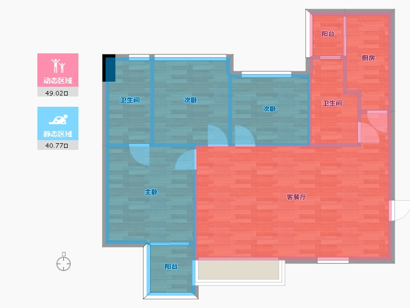 四川省-成都市-空港陆号建面98m2-81.66-户型库-动静分区