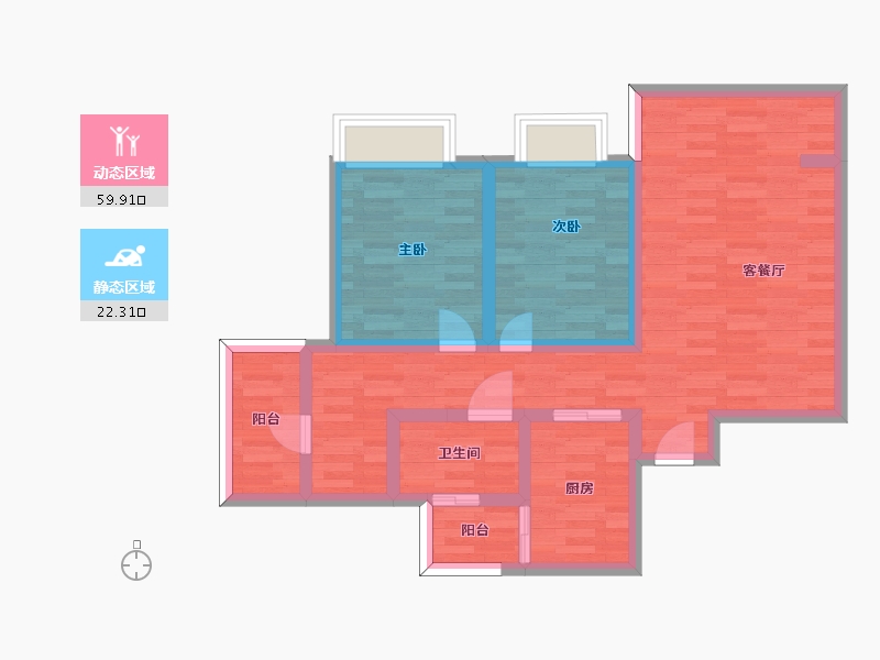 四川省-成都市-空港云尚建面90m2-72.00-户型库-动静分区