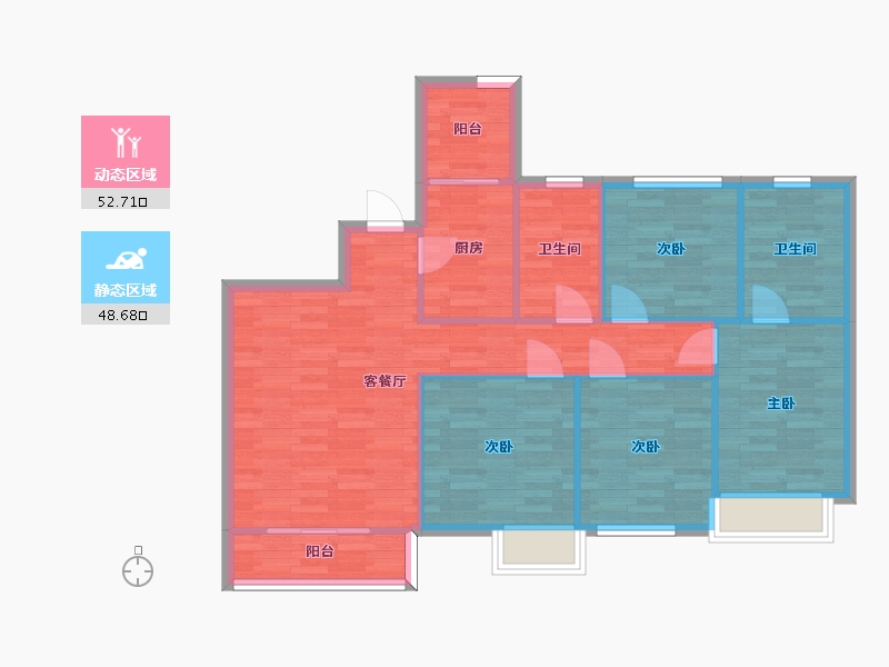 四川省-成都市-空港云尚建面115m2-91.99-户型库-动静分区