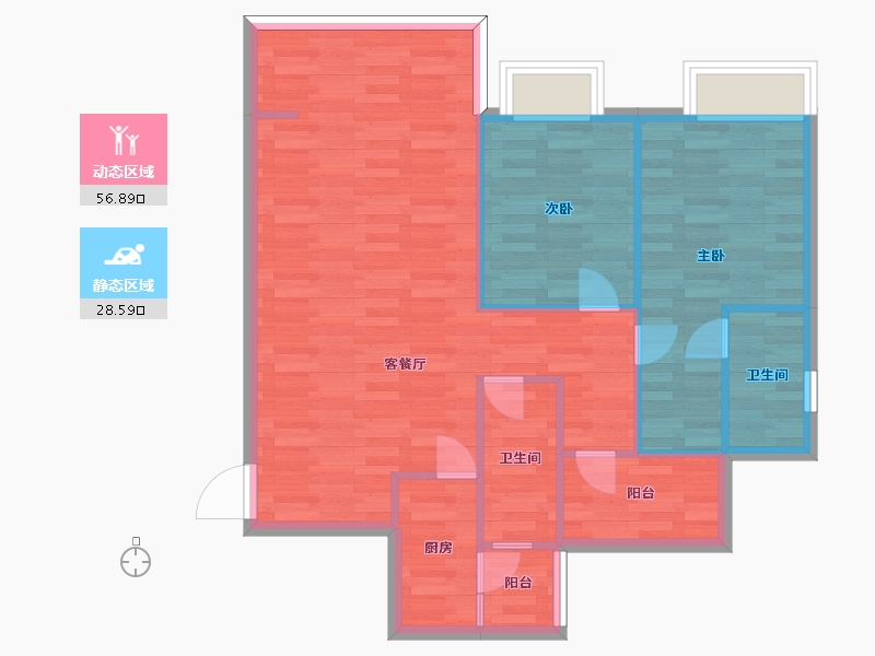 四川省-成都市-空港云尚建面97m2-77.60-户型库-动静分区