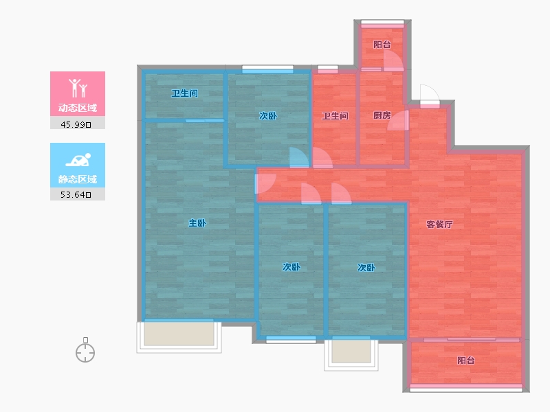 四川省-成都市-空港云尚建面113m2-90.40-户型库-动静分区