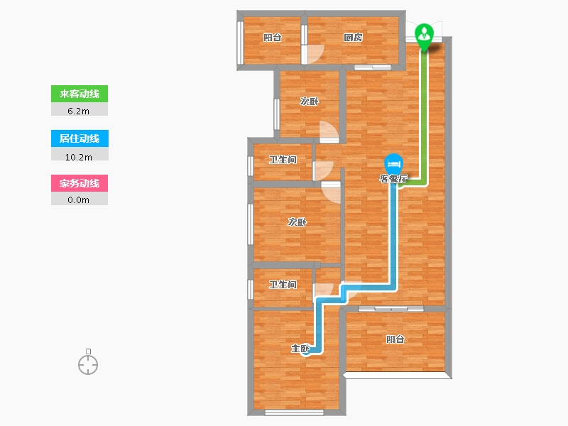 四川省-成都市-三里花城建面112m2-104.86-户型库-动静线