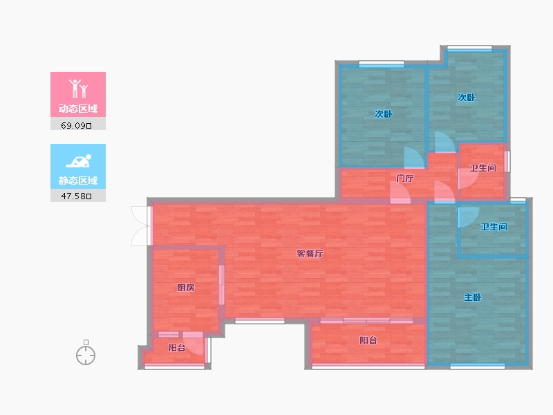 四川省-成都市-三里花城9号楼建面126m2-105.91-户型库-动静分区