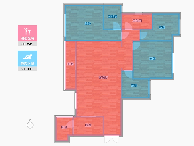 四川省-成都市-三里花城10号楼建面132m2-112.19-户型库-动静分区