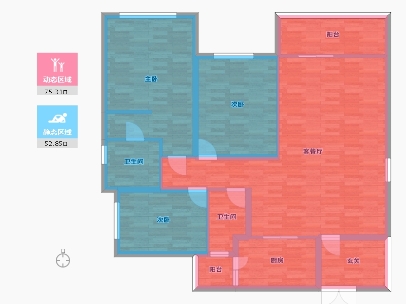 四川省-成都市-三里花城10号楼建面140m2-115.65-户型库-动静分区