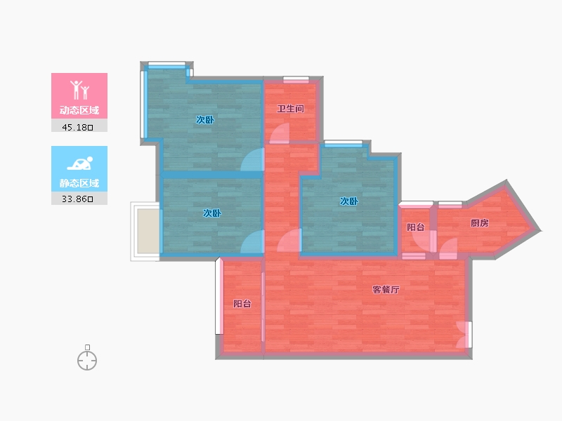 四川省-成都市-蜀镇尚楠湾14号楼,16号楼建面91m2-69.89-户型库-动静分区