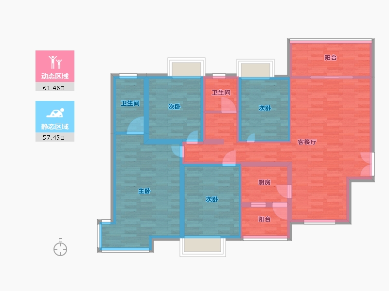 四川省-成都市-蜀镇尚楠湾15号楼建面135m2-105.49-户型库-动静分区