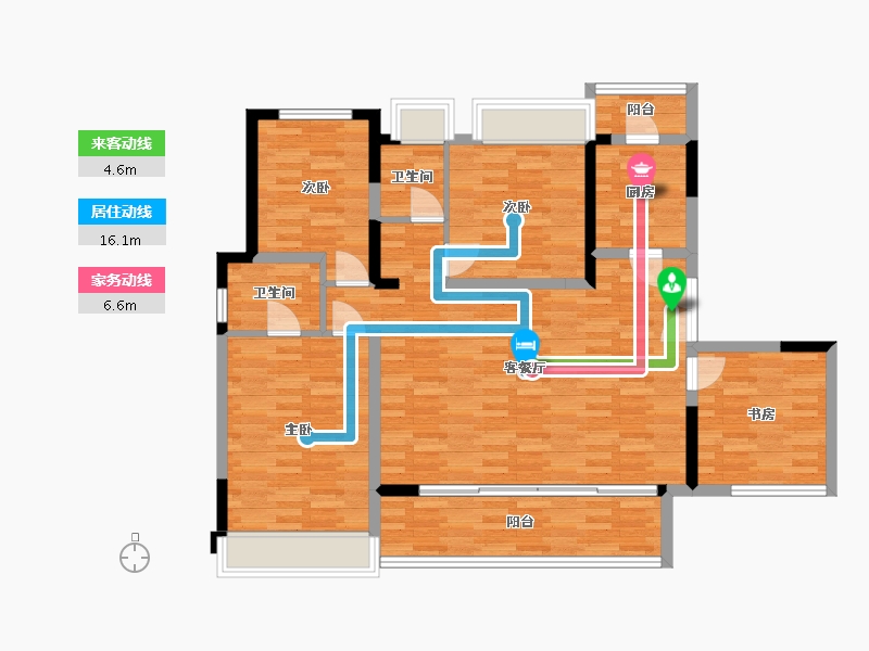 四川省-成都市-万景蓉元3号楼建面140m2-109.50-户型库-动静线