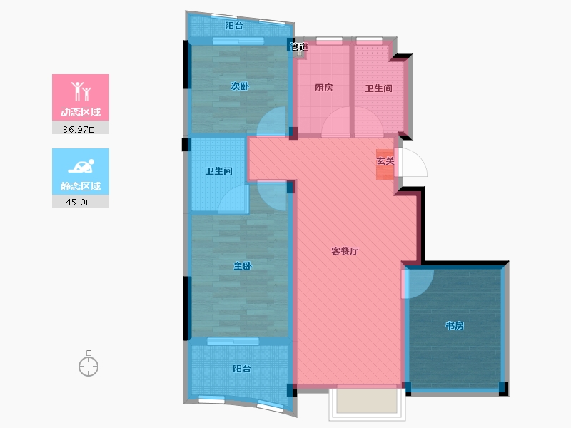 浙江省-杭州市-恒大城市之光-71.21-户型库-动静分区