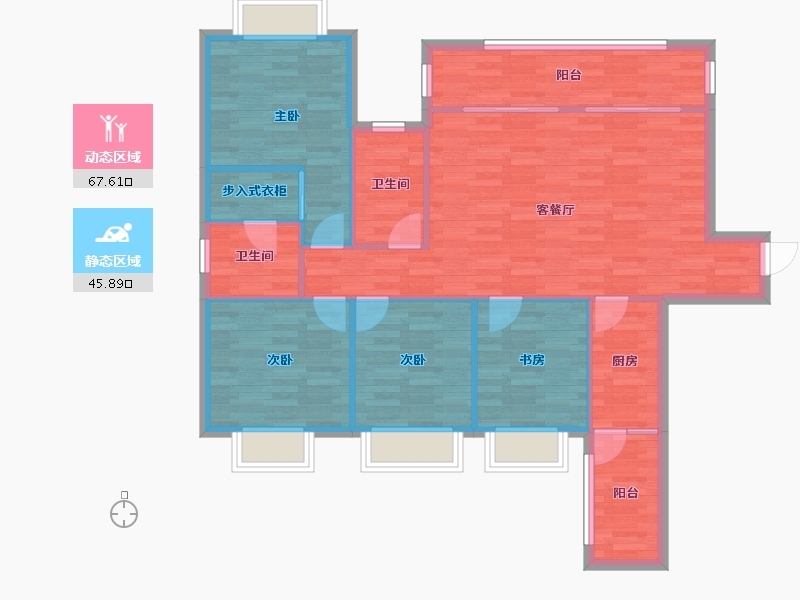 四川省-成都市-乐视界广场2号楼132m²-103.28-户型库-动静分区