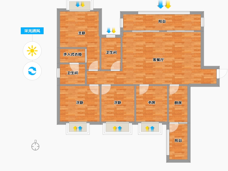 四川省-成都市-乐视界广场2号楼132m²-103.28-户型库-采光通风