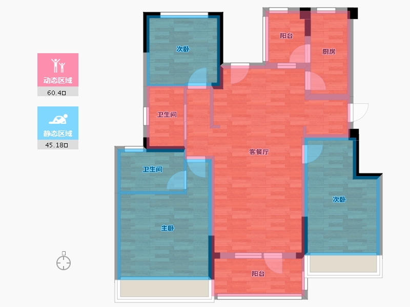 四川省-成都市-电建地产洺悦御府16号楼,15号楼,5号楼,2号楼114m²-93.55-户型库-动静分区