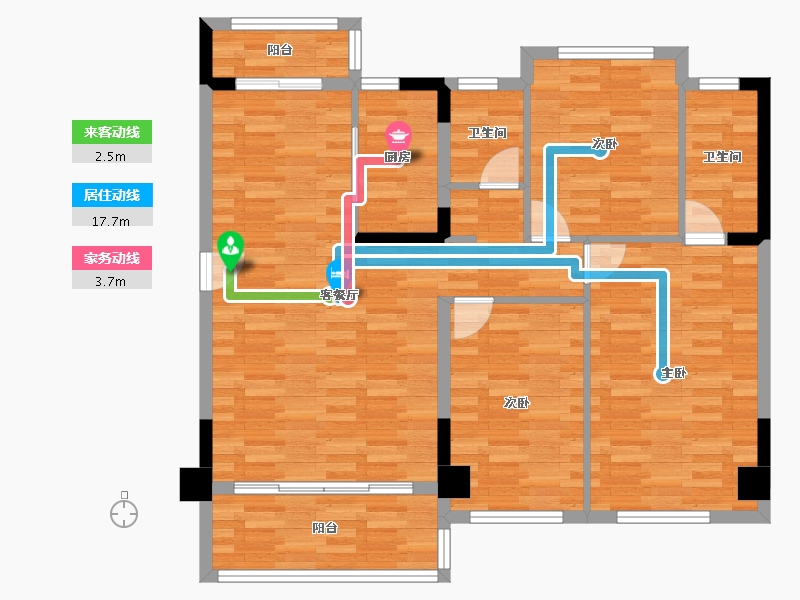 四川省-成都市-碧桂园锦熙府,8号楼122m²-97.79-户型库-动静线