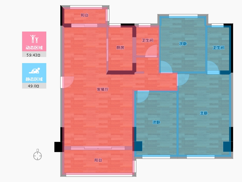 四川省-成都市-碧桂园锦熙府,8号楼122m²-97.79-户型库-动静分区