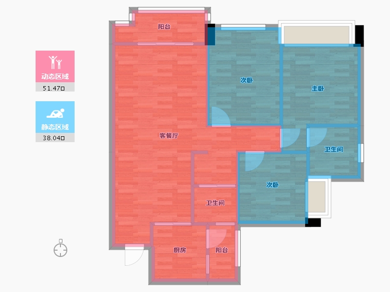 四川省-成都市-碧桂园锦熙府3号楼,高层4号楼,1号楼,2号楼,9号楼,10号楼108m²-81.18-户型库-动静分区