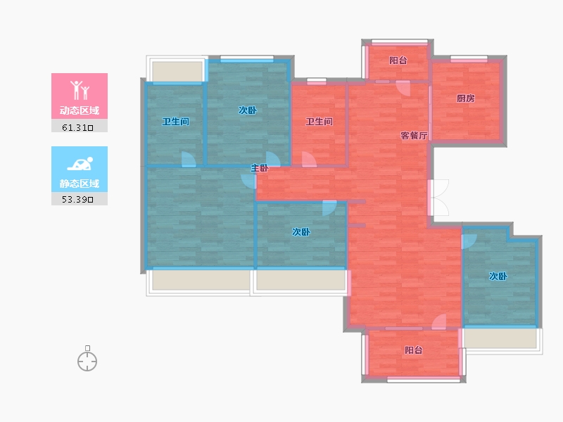 四川省-成都市-电建地产洺悦御府3号楼,14号楼,17号楼,130m²-103.99-户型库-动静分区