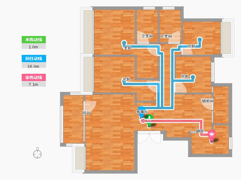 四川省-成都市-电建地产洺悦御府1号楼,148m²-118.41-户型库-动静线