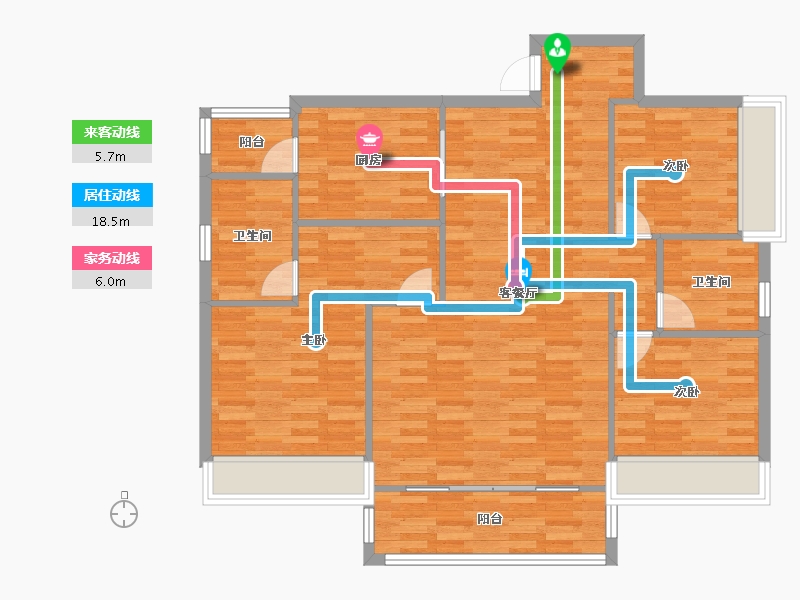 四川省-成都市-领地金科蘭台府1号楼135m²-104.08-户型库-动静线