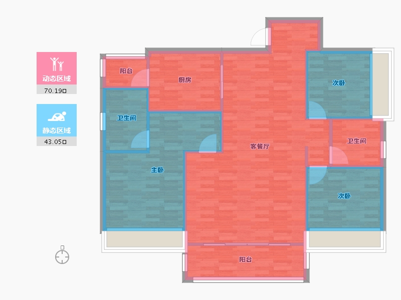 四川省-成都市-领地金科蘭台府1号楼135m²-104.08-户型库-动静分区