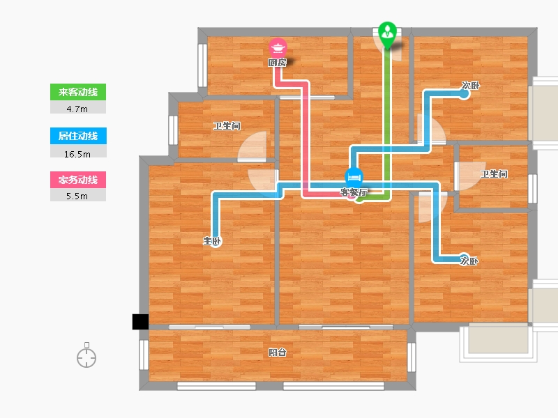 四川省-成都市-华邑宸熙1号楼106m²-84.42-户型库-动静线