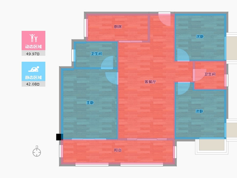 四川省-成都市-华邑宸熙1号楼106m²-84.42-户型库-动静分区