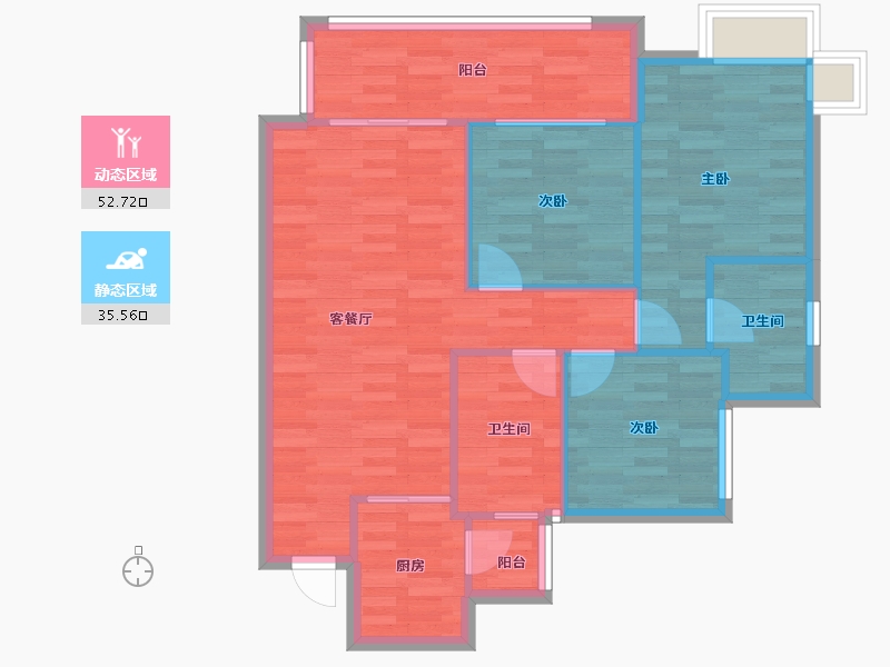 四川省-成都市-华邑宸熙1号楼100m²-80.01-户型库-动静分区