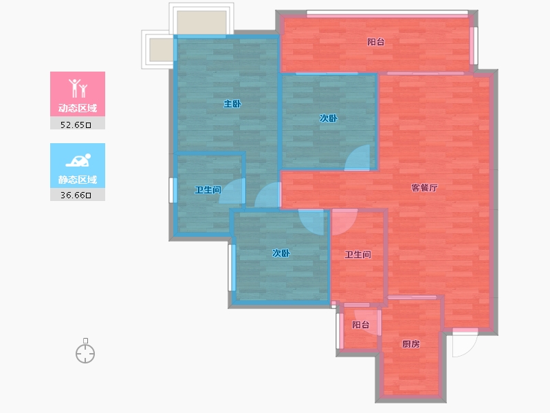 四川省-成都市-华邑宸熙1号楼101m²-81.28-户型库-动静分区