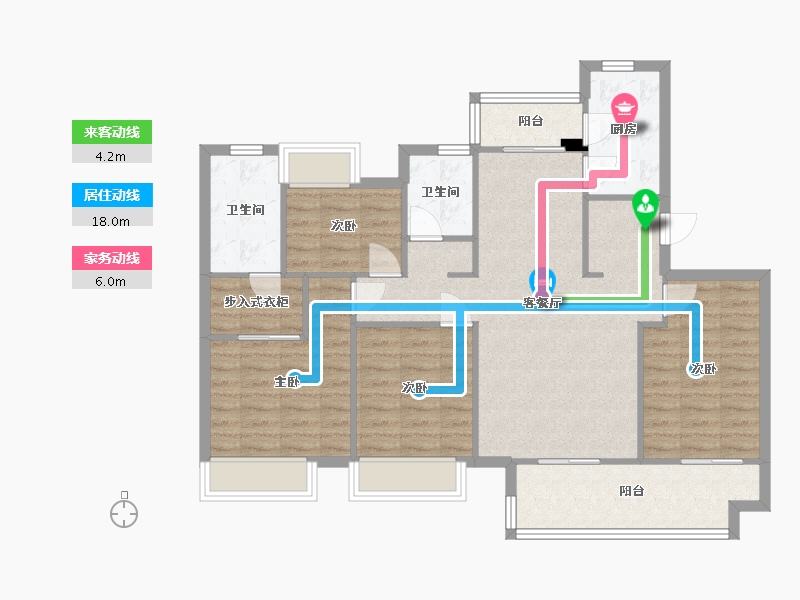 四川省-成都市-中旅名门府9，10号楼建面128m2-101.32-户型库-动静线