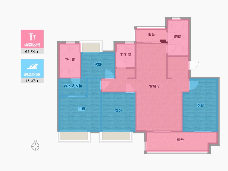 四川省-成都市-中旅名门府9，10号楼建面128m2-101.32-户型库-动静分区