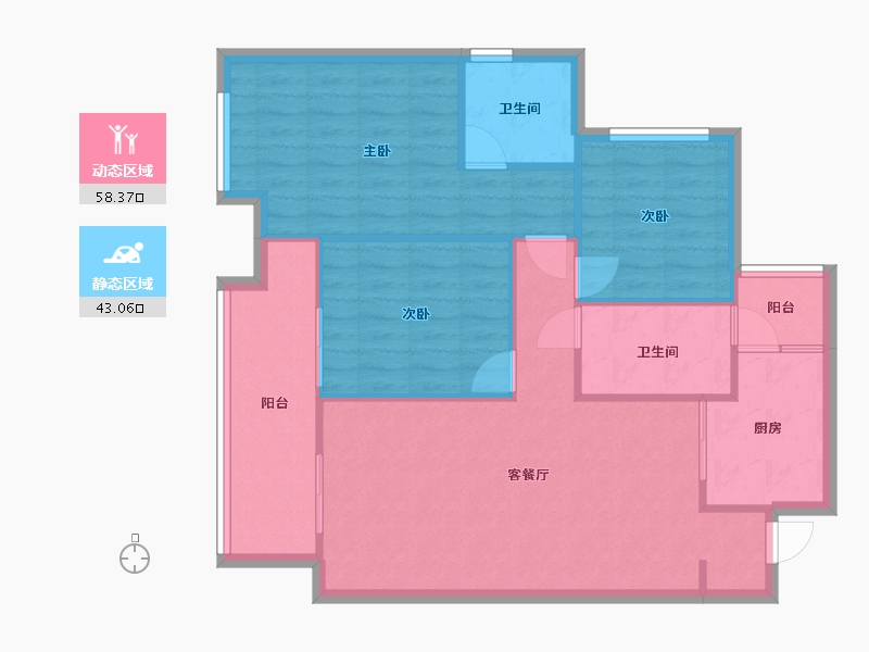 四川省-成都市-中海云麓世家5号楼,9号楼,6号楼建面114m2-92.57-户型库-动静分区