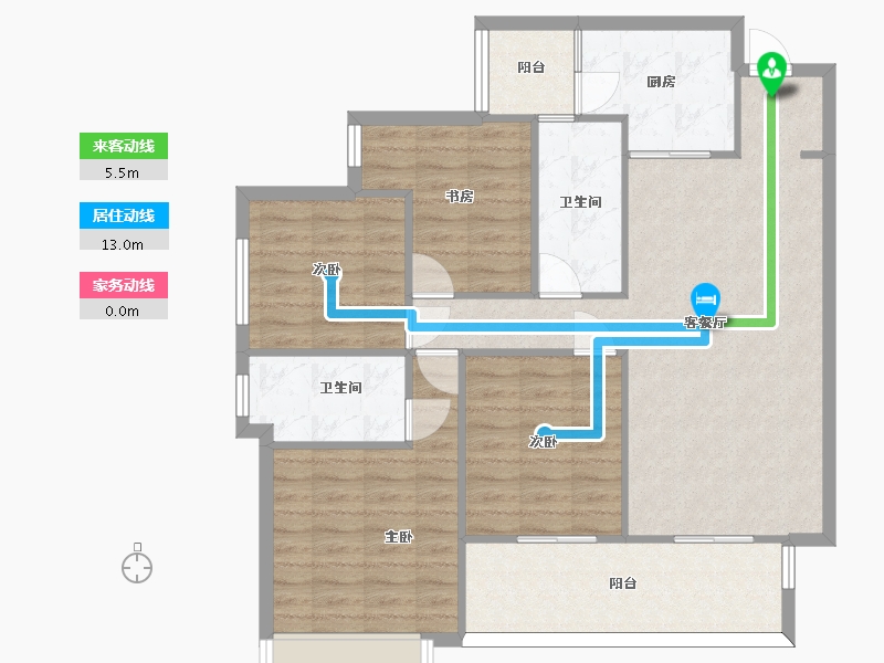 四川省-成都市-中海云麓世家5号楼,9号楼,6号楼建面125m2-102.03-户型库-动静线