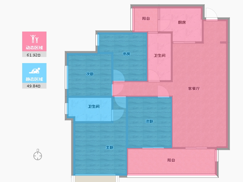 四川省-成都市-中海云麓世家5号楼,9号楼,6号楼建面125m2-102.03-户型库-动静分区