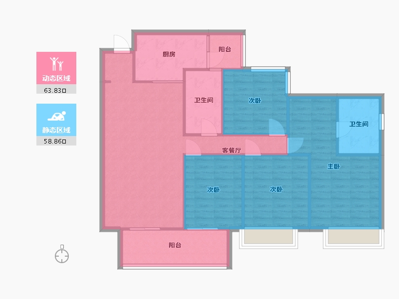 四川省-成都市-中海云麓世家5号楼,9号楼,6号楼建面141m2-112.23-户型库-动静分区