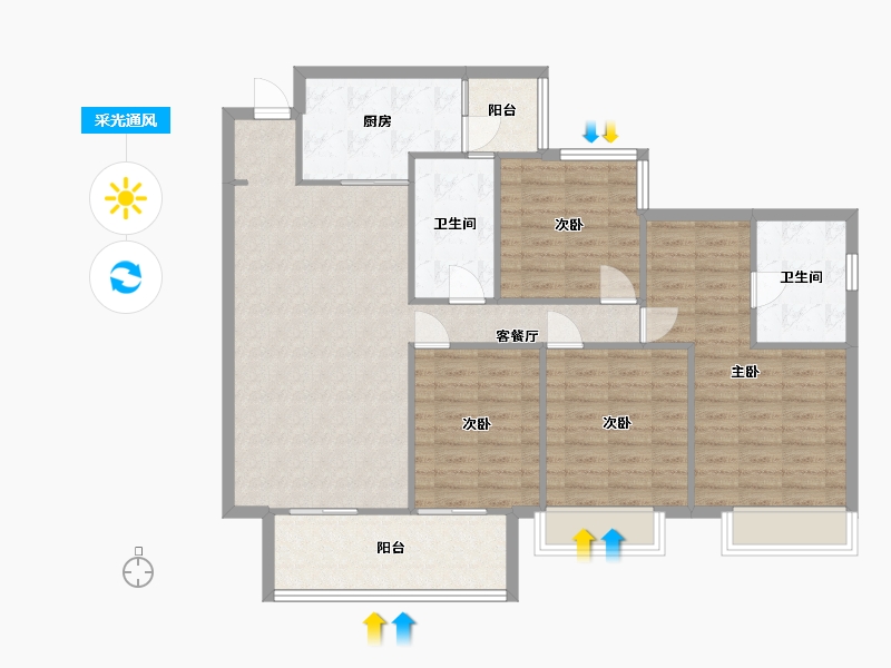 四川省-成都市-中海云麓世家5号楼,9号楼,6号楼建面141m2-112.23-户型库-采光通风