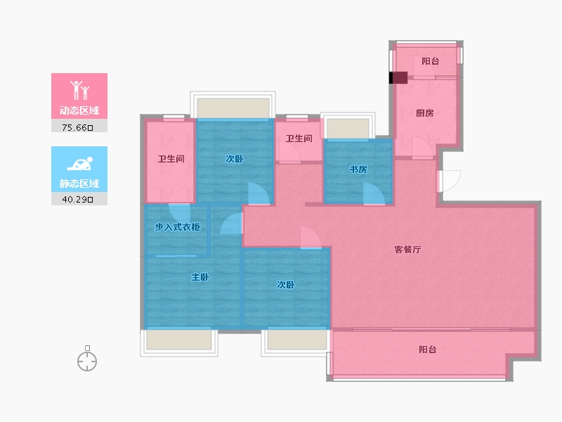 四川省-成都市-中旅名门府8号楼建面136m2-105.63-户型库-动静分区